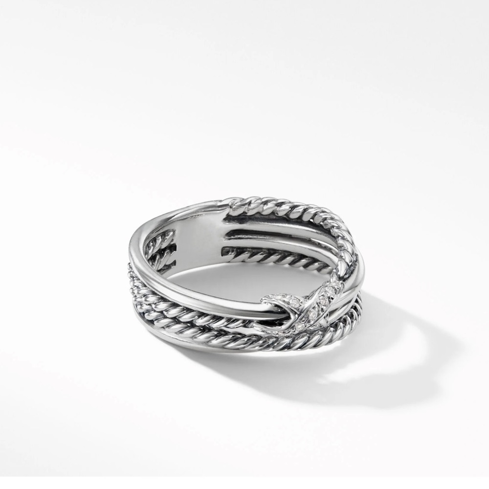 David Yurman x crossover band with pave diamonds size 6